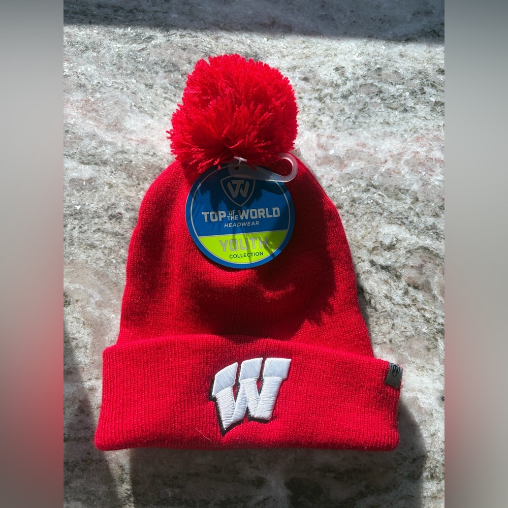Top of the World Youth Red Pom University of Wisconsin Beanie